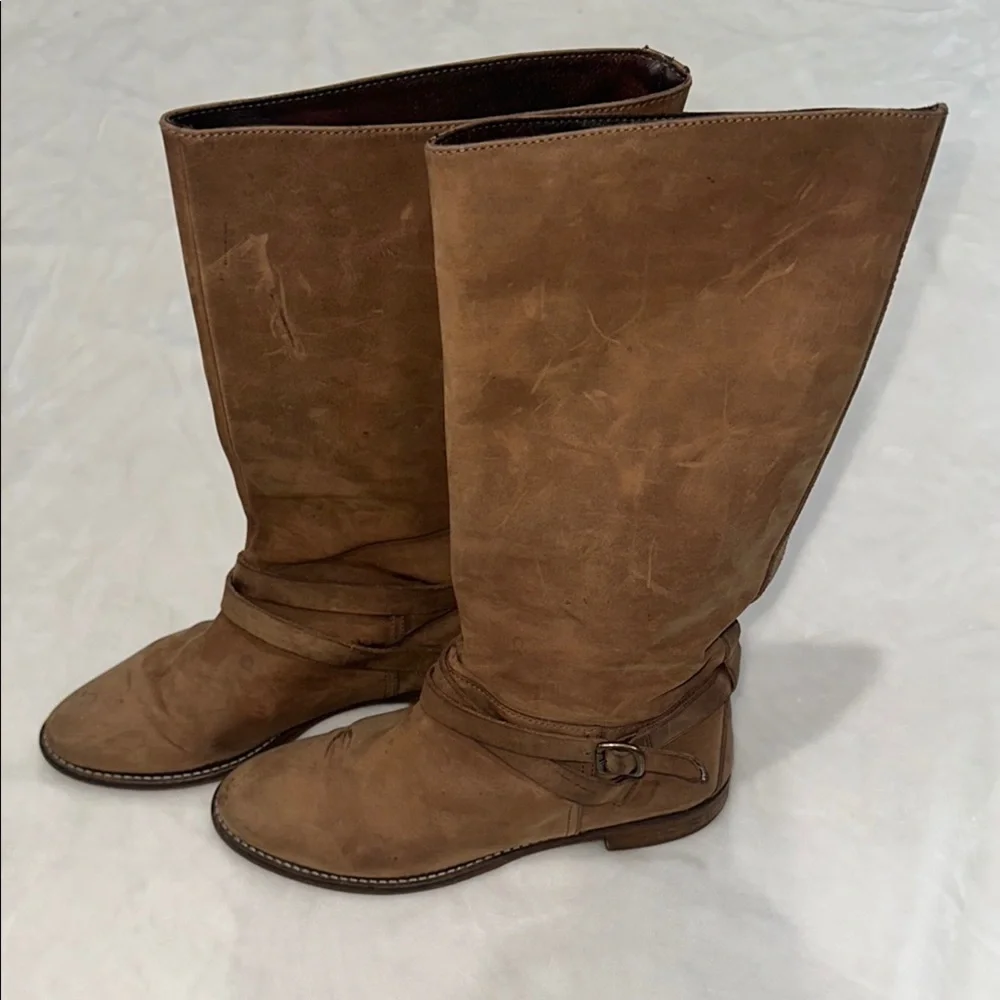 1937 Footwear Brown Over the Knee Suede Boots with Timeless Style